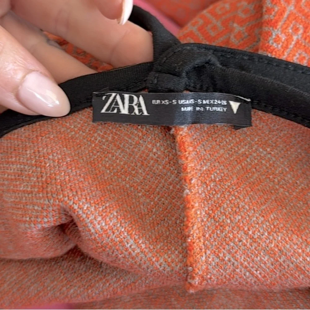 Zara Like New Orange Jacquard Knit Midi Dress Size XS - Picture 8 of 8